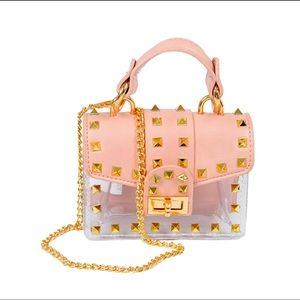 Women's faux leather studded transparent mini bag